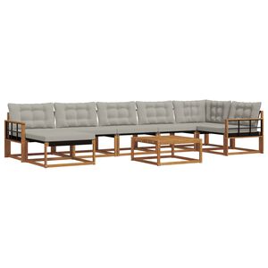vidaXL Conjunto de sof&aacute;s de exterior 8 pcs Gris Natural y Claro