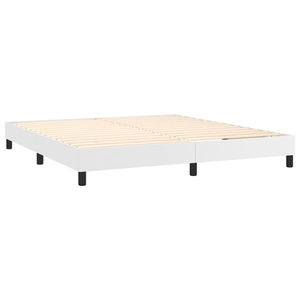 vidaXL Cama box spring con colch&oacute;n cuero sint&eacute;tico blanco 180x200 cm