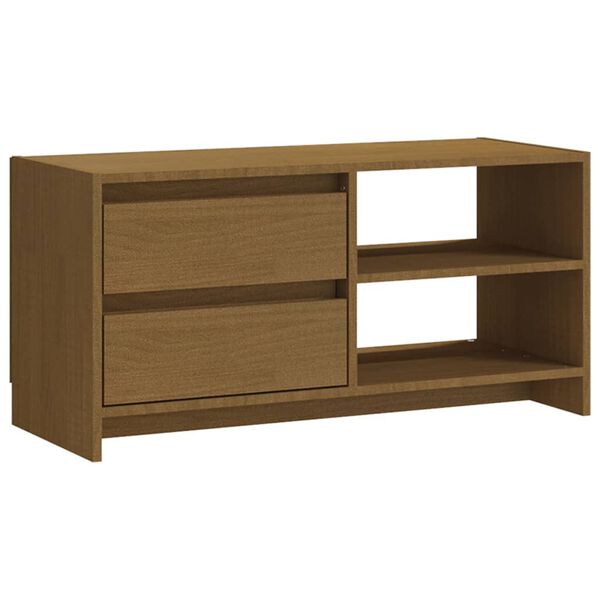 vidaXL Mueble para TV de madera maciza pino marrón miel 80x31x39 cm