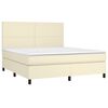 vidaXL Cama box spring colch&oacute;n y LED cuero sint&eacute;tico crema 180x200 cm