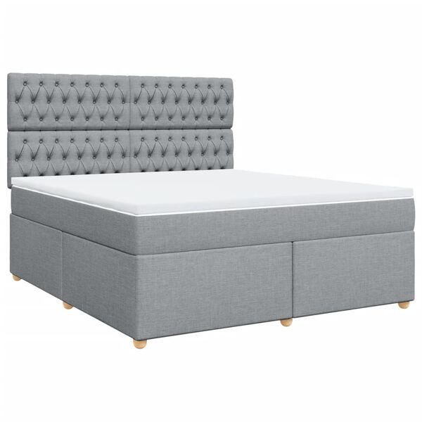 vidaXL Cama box spring con colch&oacute;n tela gris claro 180x200 cm