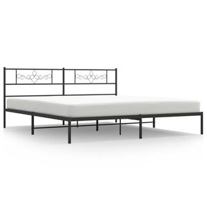 vidaXL Estructura cama sin colch&oacute;n con cabecero metal negro 180x200 cm