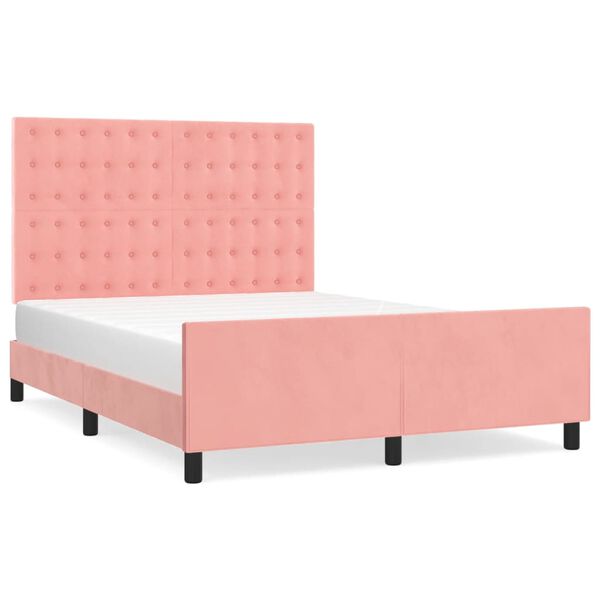 vidaXL Estructura de cama sin colch&oacute;n terciopelo rosa 140x190 cm