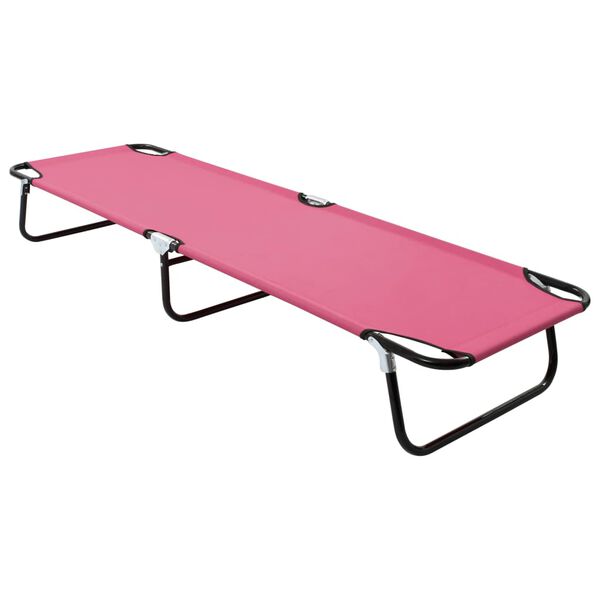 vidaXL Tumbona plegable de acero rosa