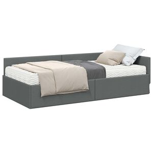 vidaXL Estructura de Cama Esquina con Colch&oacute;n Otro 2 pcs Gris tela