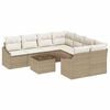 vidaXL Juego de Sof&aacute; 9 uds. Beige y Crema rat&aacute;n sint&eacute;tico