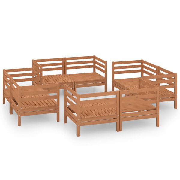 vidaXL Juego muebles de jardín 8 pzas madera maciza pino marrón miel