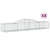 vidaXL Cestas de gaviones 8 uds forma de arco hierro 300x50x40/60 cm