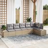 vidaXL Conjunto de sof&aacute; de jard&iacute;n 6 pcs Beige y gris rat&aacute;n sint&eacute;tico