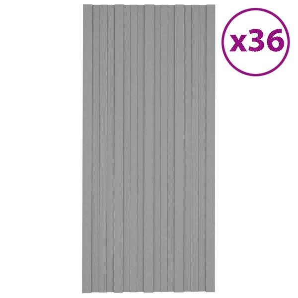 vidaXL Panel de techo 36 pcs Gris 100 x 45 cm Acero galvanizado