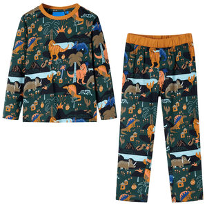 vidaXL Pijama infantil de manga larga verde oscuro 92