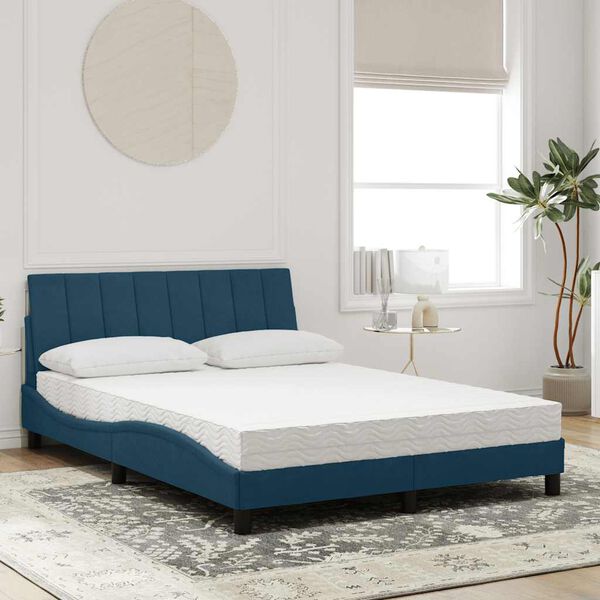 vidaXL Cama con colch&oacute;n Hanko terciopelo azul 140x190 cm