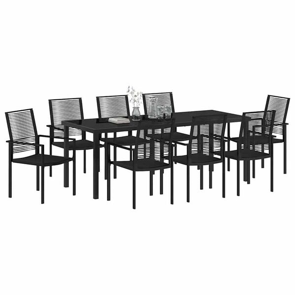 vidaXL Conjunto de Comedor de Jard&iacute;n 9 pcs Negro
