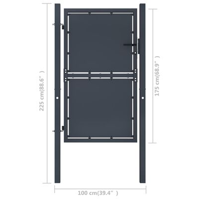 vidaXL Puerta de jardín de acero gris antracita 100x175 cm