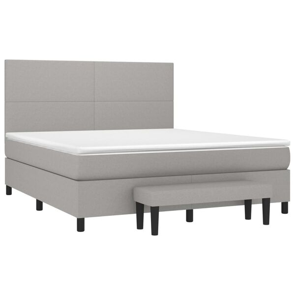 vidaXL Cama box spring con colch&oacute;n tela gris claro 180x200 cm