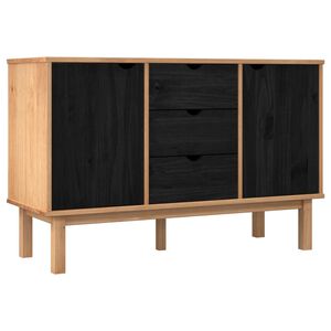 vidaXL Aparador OTTA Negro 113,5 x 43 x 73 cm Madera de Pino Maciza
