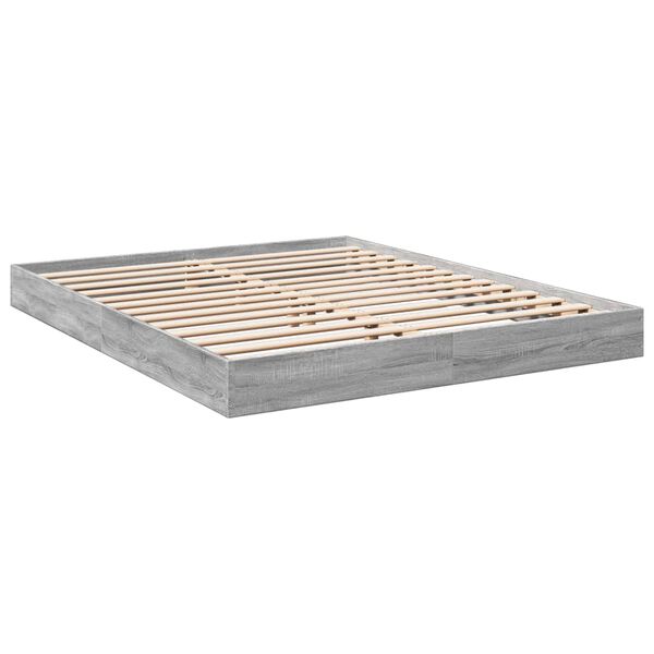 vidaXL Estructura de cama madera de ingenier&iacute;a gris Sonoma 150x200 cm