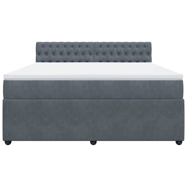 vidaXL Cama box spring con colch&oacute;n terciopelo gris oscuro 180x200 cm