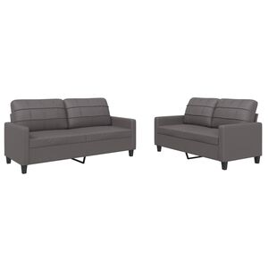 vidaXL Juego de sof&aacute;s con cojines 2 piezas cuero sint&eacute;tico gris