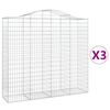 vidaXL Cestas de gaviones 3 uds forma de arco hierro 200x50x180/200 cm