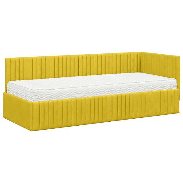 vidaXL Estructura de Cama Esquina con Colch&oacute;n 2 pcs Amarillo