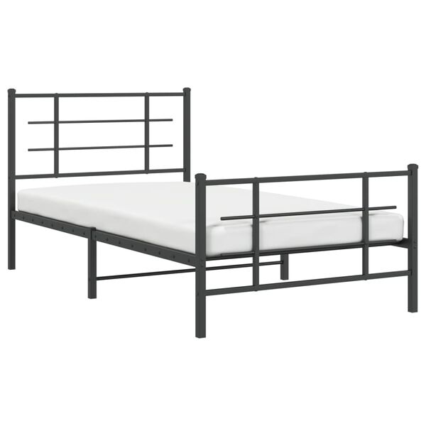 vidaXL Estructura cama sin colchón con estribo metal negro 100x190 cm