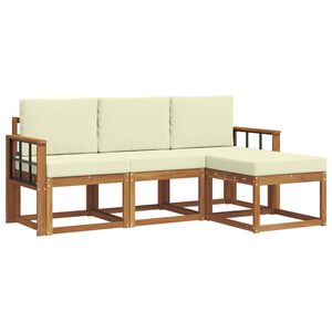 vidaXL Conjunto de sof&aacute;s de exterior 4 uds. 3 plaza Natural y Crema