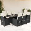 vidaXL Set de comedor de jard&iacute;n 9 pzas y cojines rat&aacute;n sint&eacute;tico negro