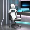 vidaXL Silla gaming masaje y reposapi&eacute;s cuero sint&eacute;tico negro blanco