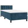vidaXL Cama box spring con colch&oacute;n terciopelo azul oscuro 80x200 cm