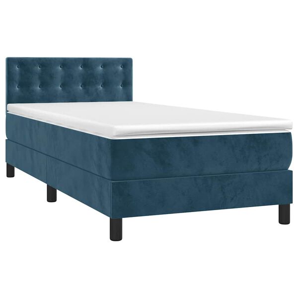vidaXL Cama box spring con colch&oacute;n terciopelo azul oscuro 80x200 cm