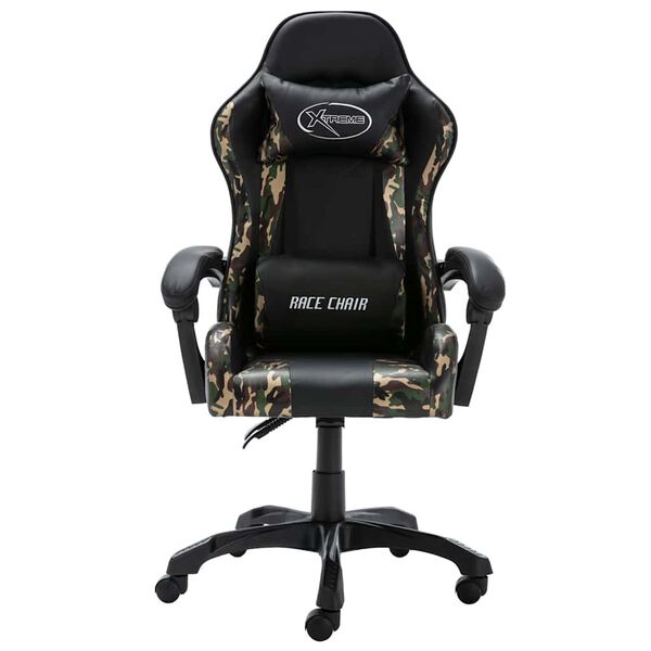 vidaXL Silla gaming de cuero sint&eacute;tico negro y camuflaje