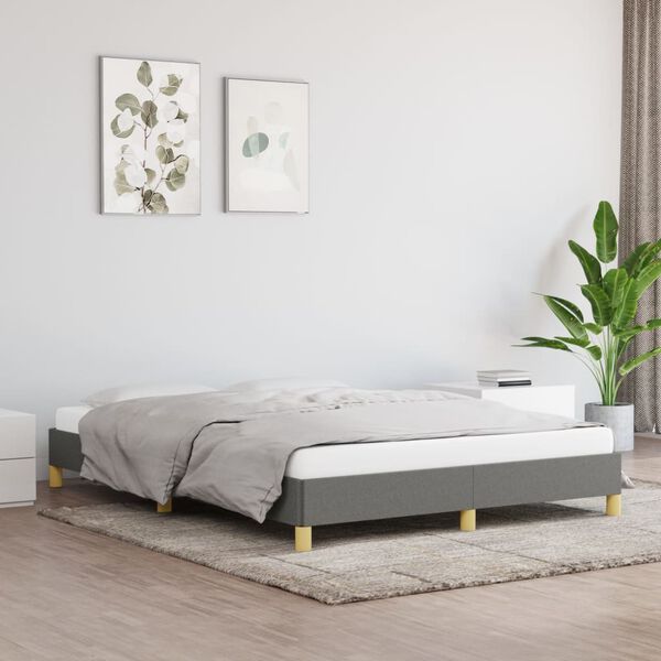 vidaXL Cama sin colch&oacute;n tela gris oscuro 140x190 cm