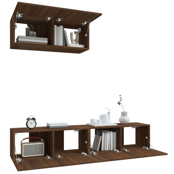 vidaXL Set de muebles para TV 3 pzas madera contrachapada roble marr&oacute;n