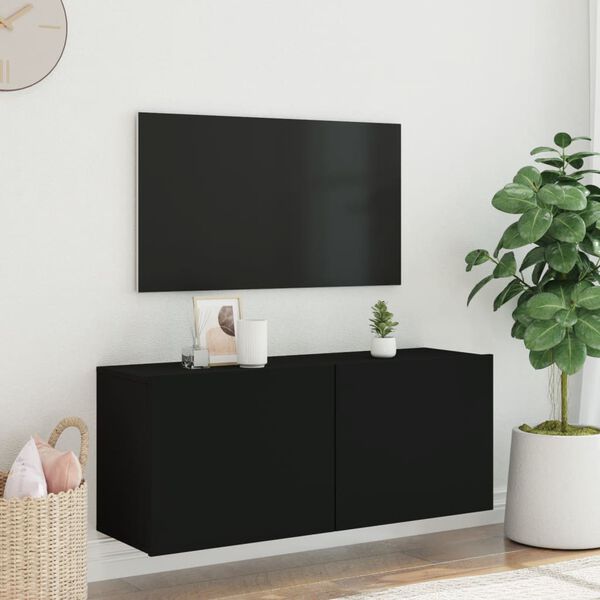 vidaXL Mueble para TV de pared negro 100x30x41 cm