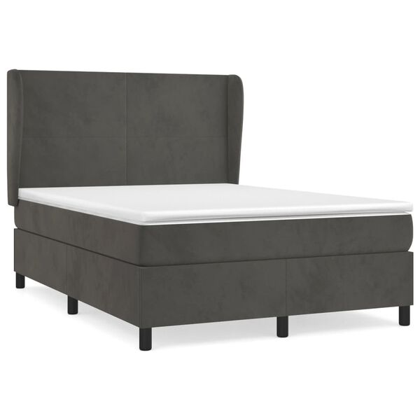 vidaXL Cama box spring con colch&oacute;n terciopelo gris oscuro 140x200 cm