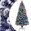 vidaXL &Aacute;rbol de Navidad con luces fibra &oacute;ptica blanco y azul 120 cm
