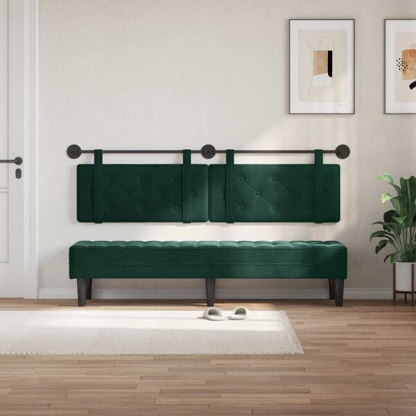 vidaXL Cabecera Colgante Verde oscuro 190 x 55 x 5 cm Terciopelo