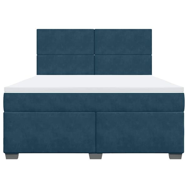 vidaXL Cama box spring con colch&oacute;n terciopelo azul 180x200 cm