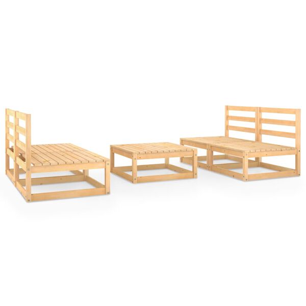 vidaXL Juego de muebles de jard&iacute;n 5 piezas madera maciza de pino