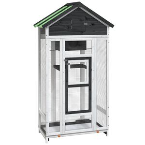 vidaXL Casita para p&aacute;jaros madera maciza pino gris 91,5x53x170 cm
