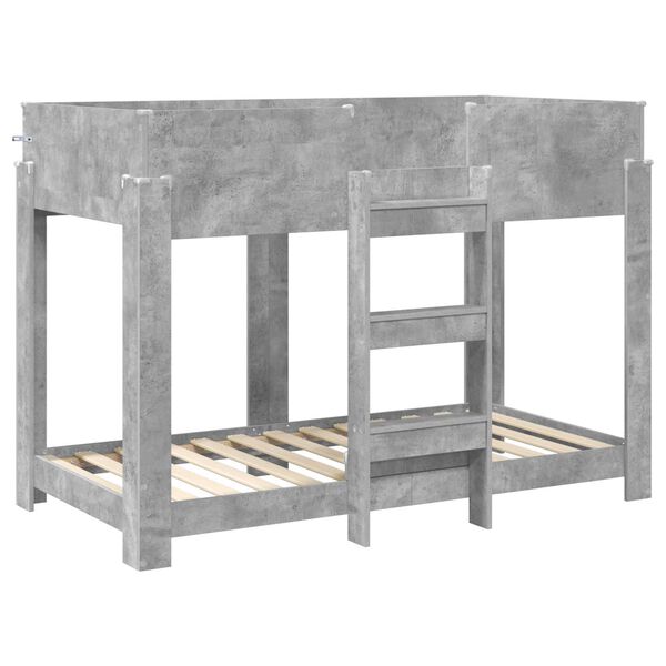 vidaXL Cama Litera para Ni&ntilde;os con colch&oacute;n Gris Concreto 80 x 160 cm
