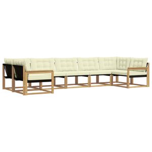 vidaXL Conjunto de sof&aacute;s de exterior con coj&iacute;n 7 pcs Blanco y Crema