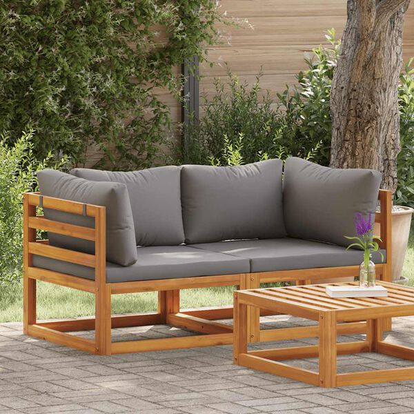 vidaXL Sof&aacute;s de esquina seccionales 2 uds con cojines tela gris oscuro