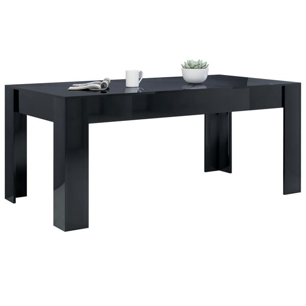 vidaXL Mesa de comedor madera de ingenier&iacute;a negro brillo 180x90x76 cm