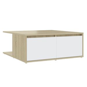 vidaXL Mesa de centro madera contrachapada blanco y roble 80x80x31 cm