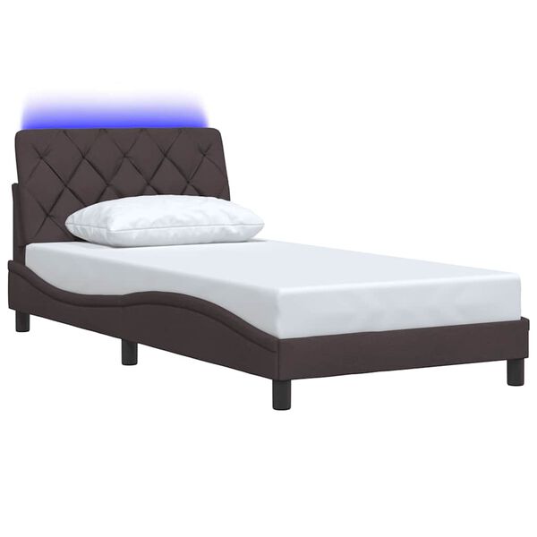 vidaXL Estructura cama con LED sin colch&oacute;n marr&oacute;n oscuro 100x200 cm