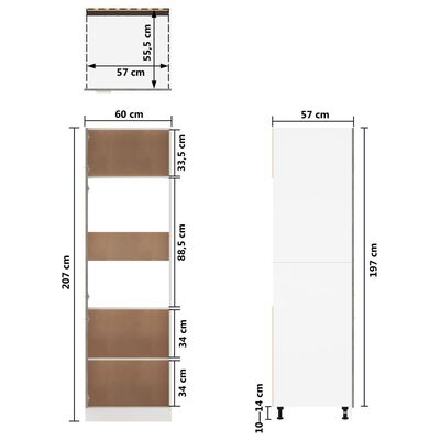 vidaXL Armario frigorífico madera ingeniería hormigón 60x57x207 cm