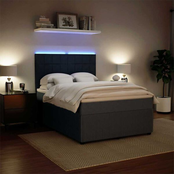 vidaXL Cama box spring con colch&oacute;n terciopelo gris oscuro 140x200 cm