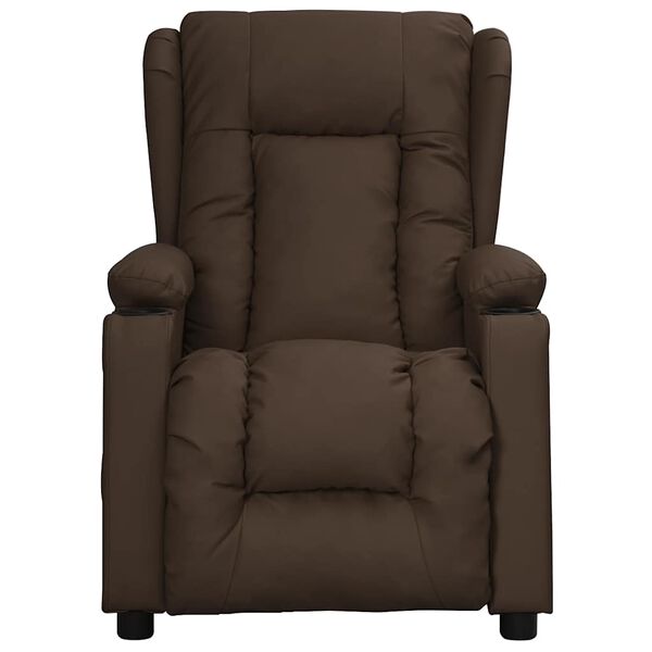 vidaXL Sill&oacute;n elevable cuero sint&eacute;tico marr&oacute;n